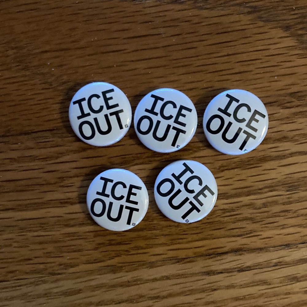 NEW 5 ICE OUT pin buttons 1-inch round